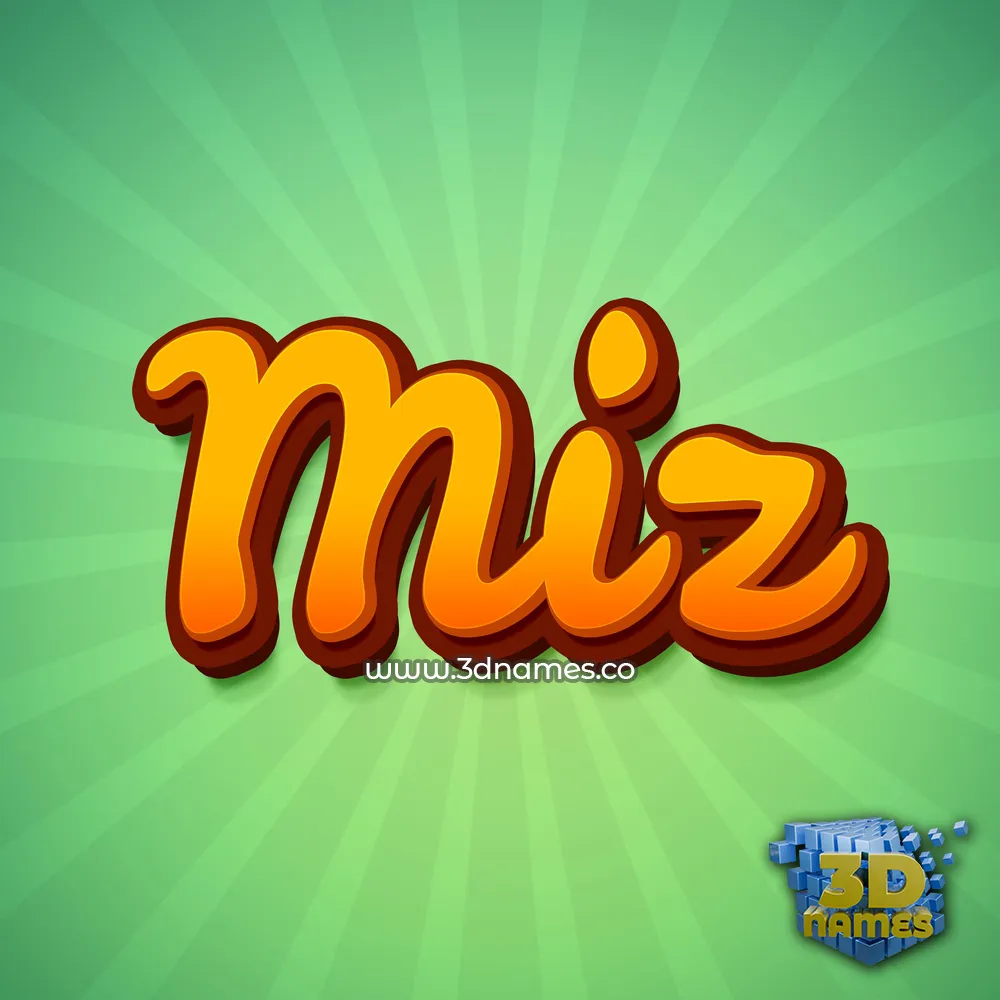 miz in Green Rays style - 3D name wallpaper
