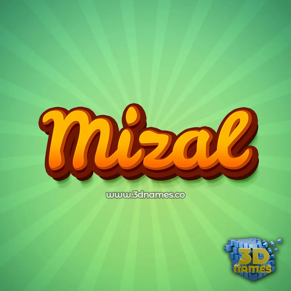 mizal in Green Rays style - 3D name wallpaper