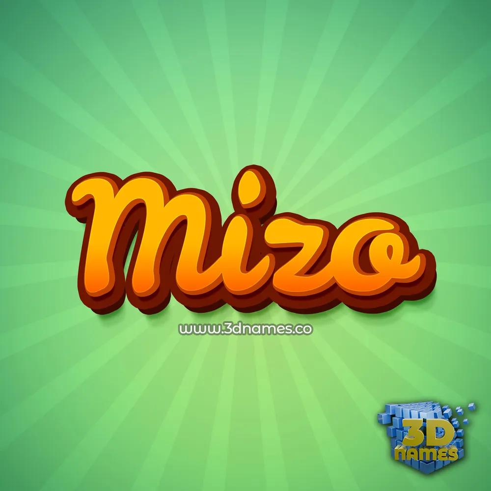 mizo in Green Rays style - 3D name wallpaper