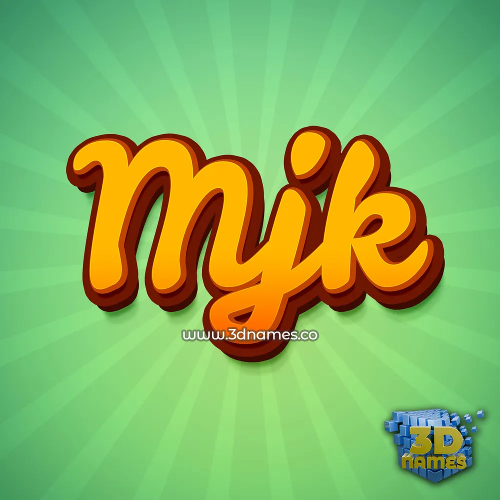 mjk in Green Rays style - 3D name wallpaper