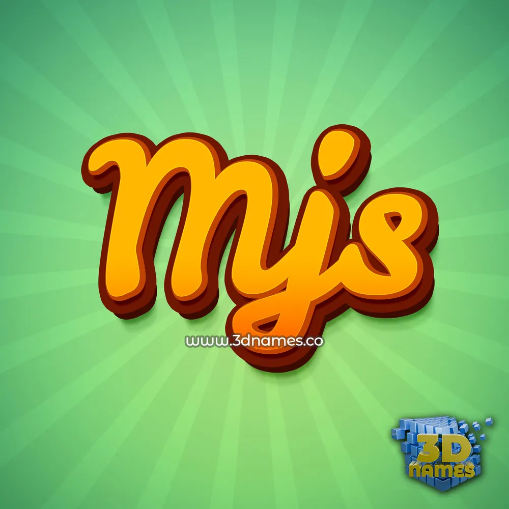 mjs in Green Rays style - 3D name wallpaper