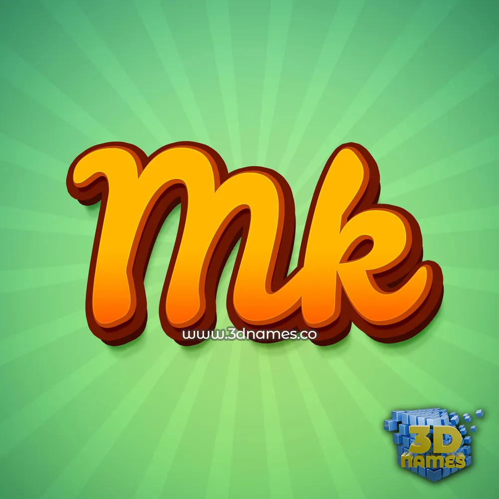 mk in Green Rays style - 3D name wallpaper