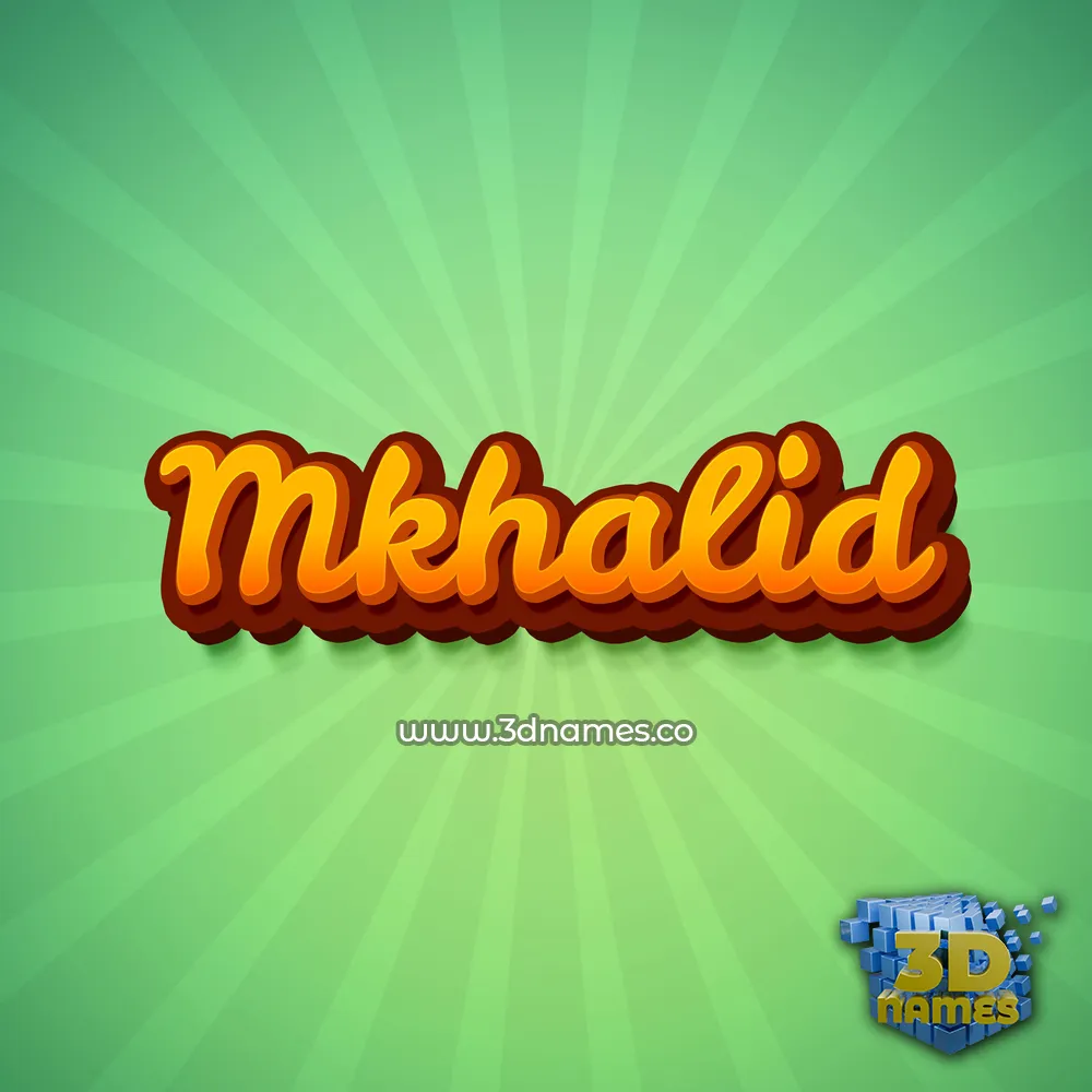 mkhalid in Green Rays style - 3D name wallpaper