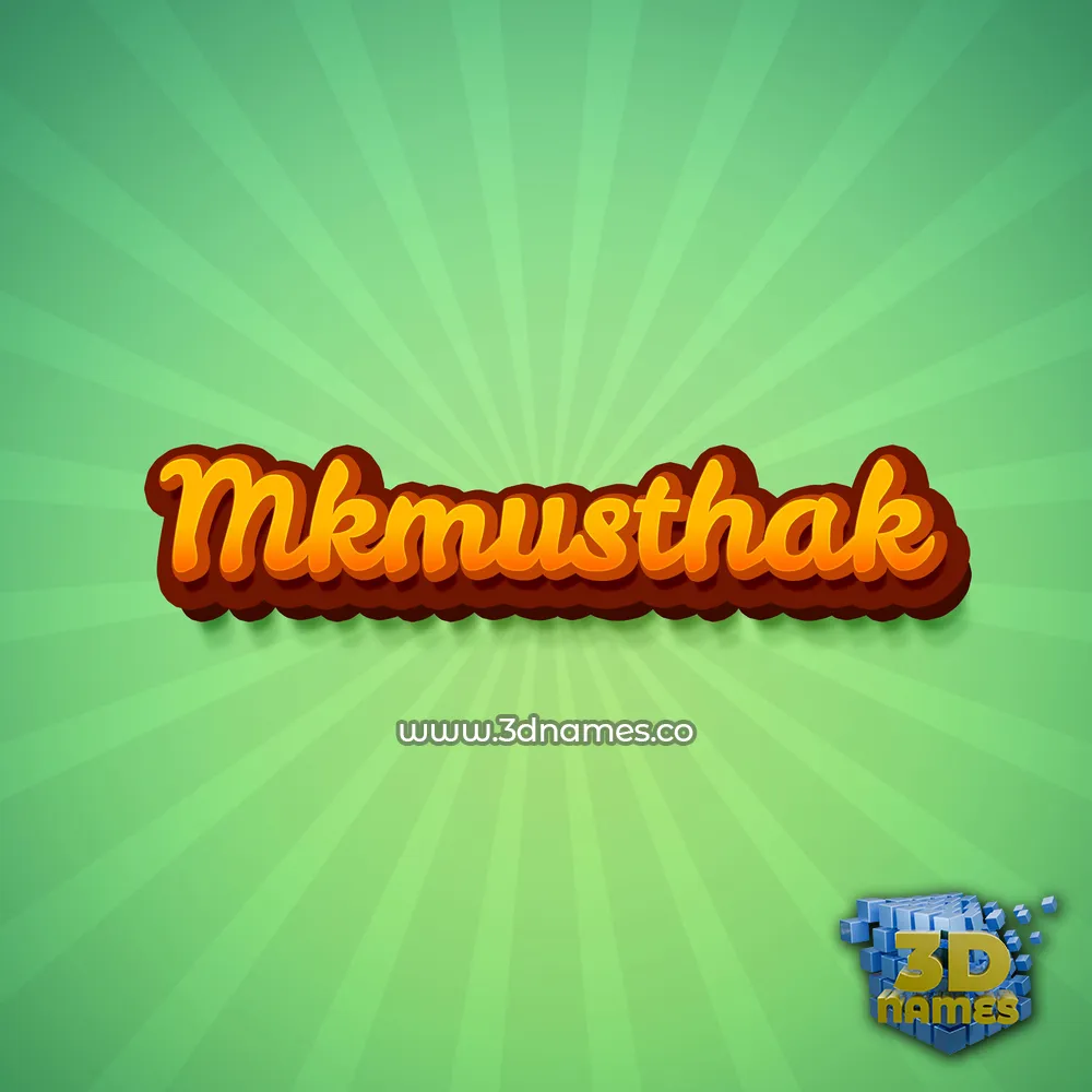 mkmusthak in Green Rays style - 3D name wallpaper