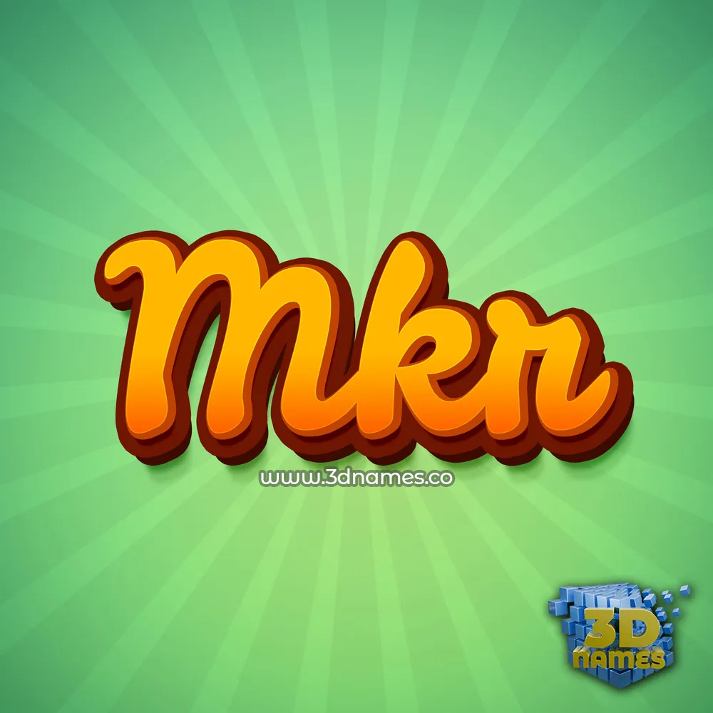 mkr in Green Rays style - 3D name wallpaper