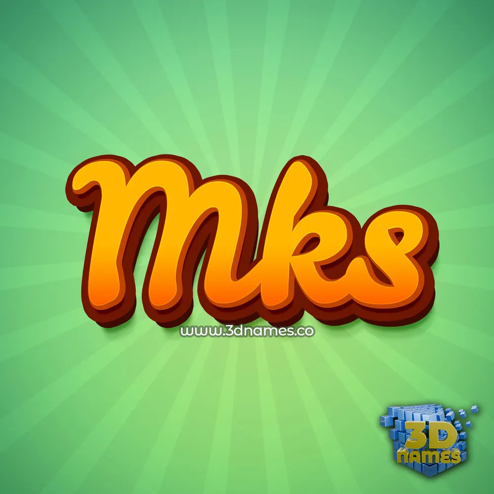 mks in Green Rays style - 3D name wallpaper