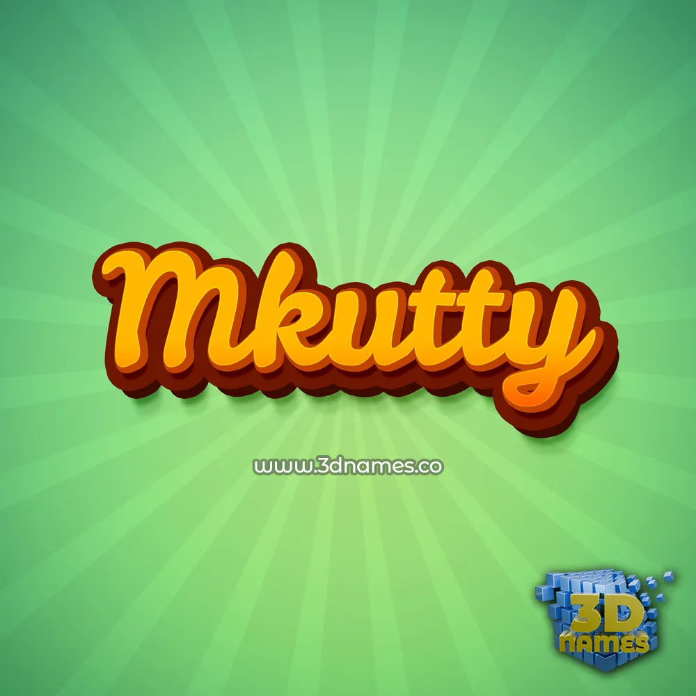 mkutty in Green Rays style - 3D name wallpaper