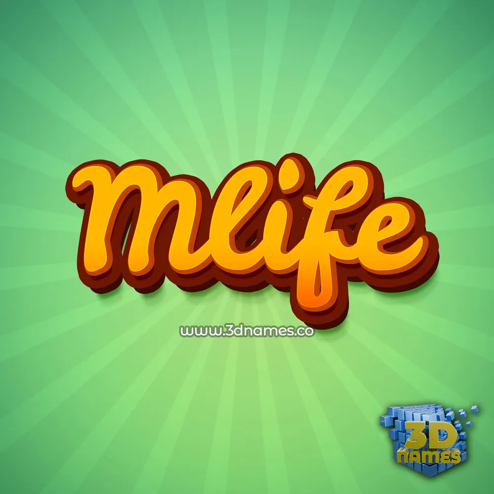 mlife in Green Rays style - 3D name wallpaper