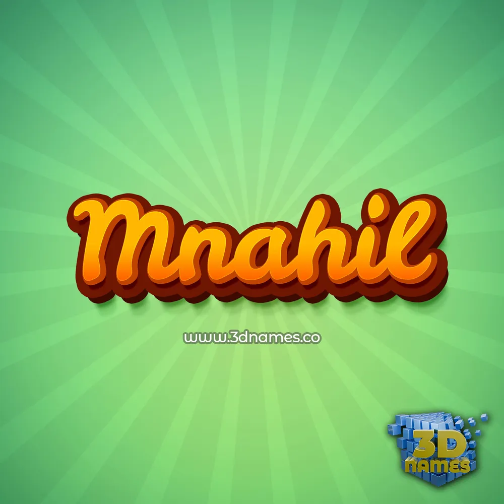 mnahil in Green Rays style - 3D name wallpaper