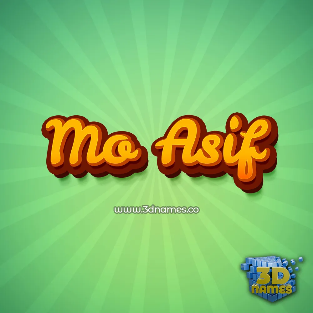 mo asif in Green Rays style - 3D name wallpaper