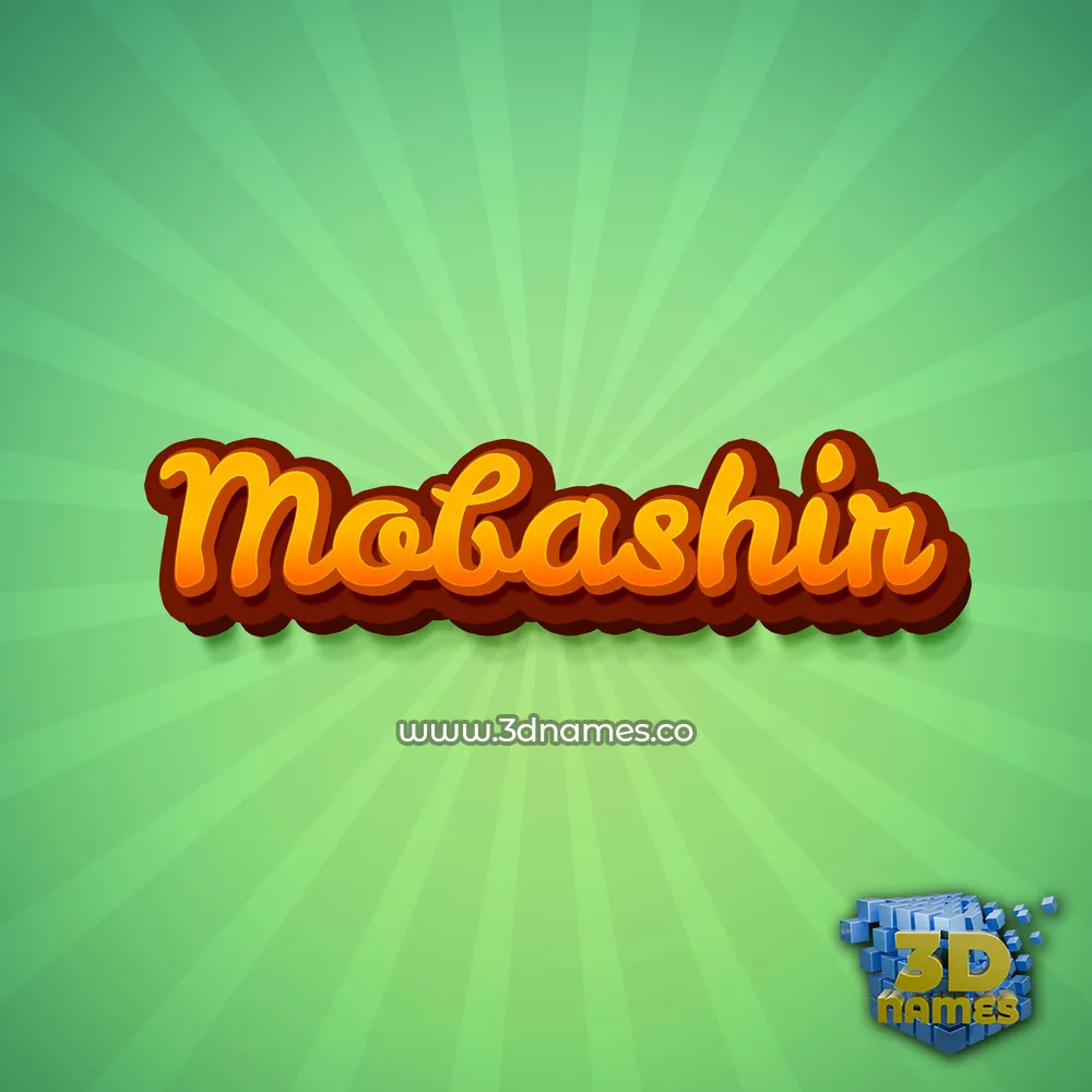 mobashir in Green Rays style - 3D name wallpaper