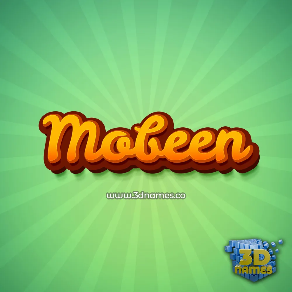 mobeen in Green Rays style - 3D name wallpaper