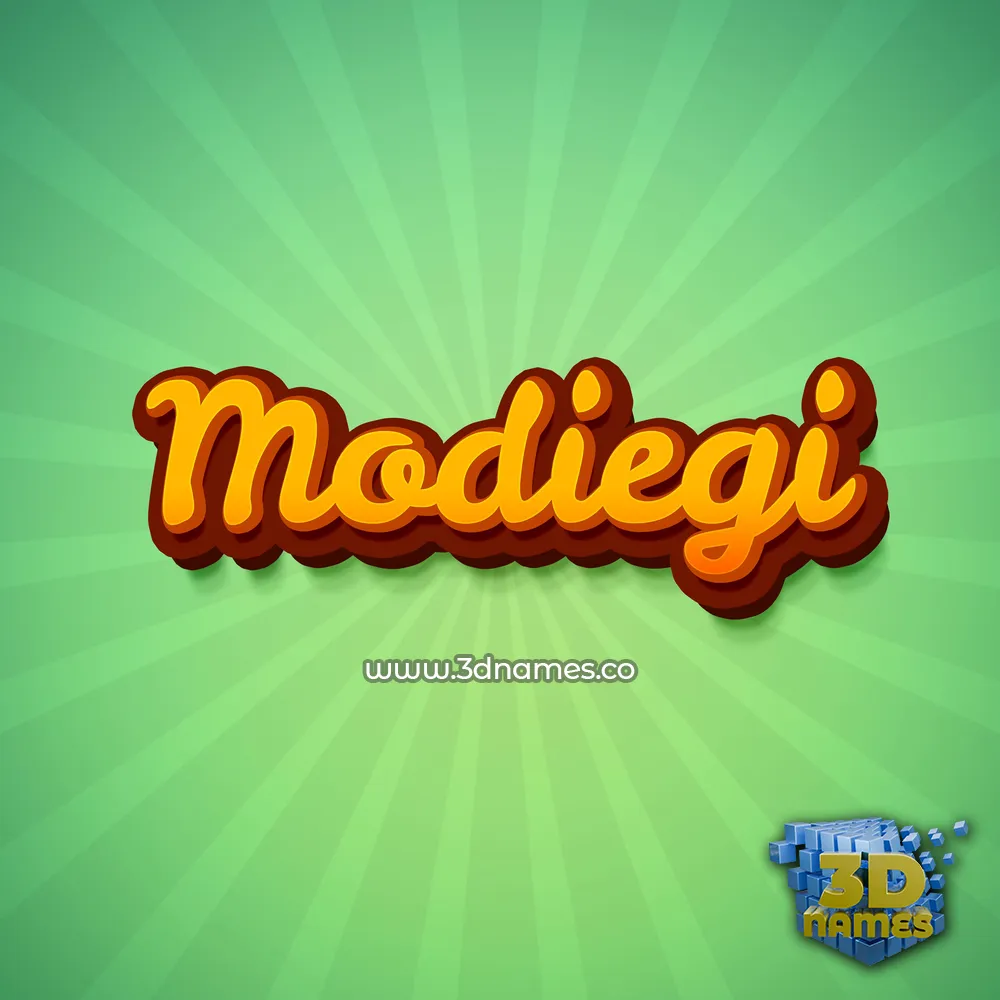 modiegi in Green Rays style - 3D name wallpaper