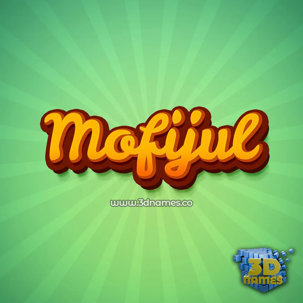 mofijul in Green Rays style - 3D name wallpaper