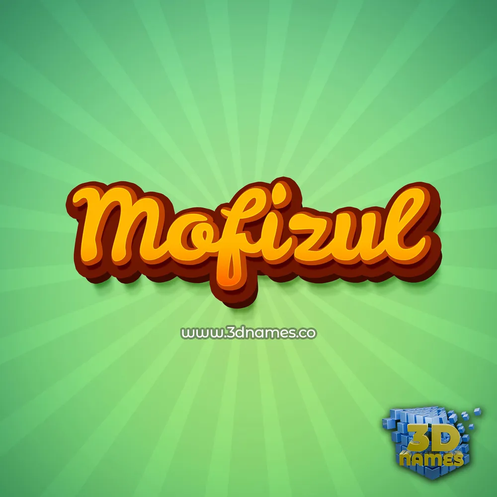mofizul in Green Rays style - 3D name wallpaper