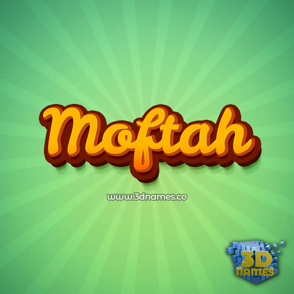 moftah in Green Rays style - 3D name wallpaper