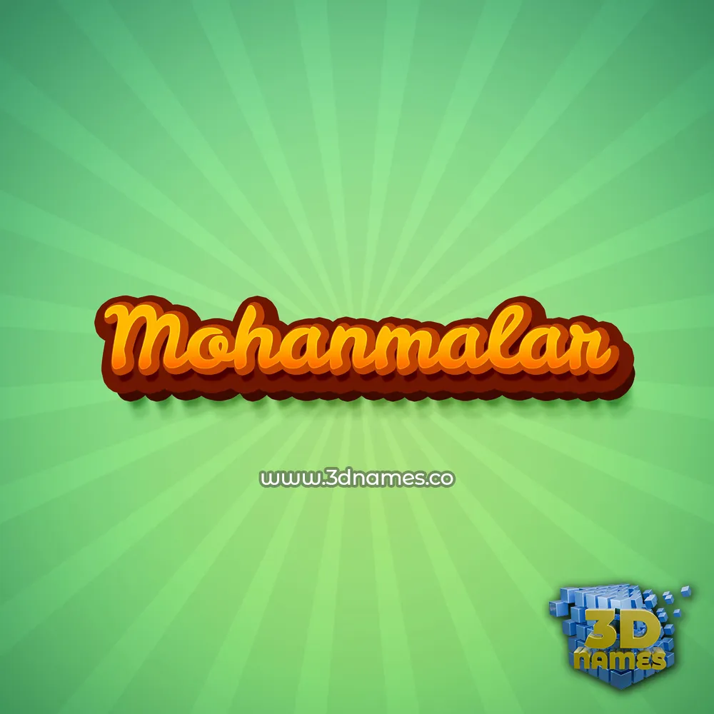 mohanmalar in Green Rays style - 3D name wallpaper