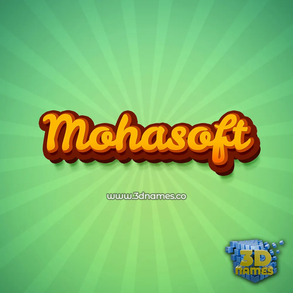 mohasoft in Green Rays style - 3D name wallpaper