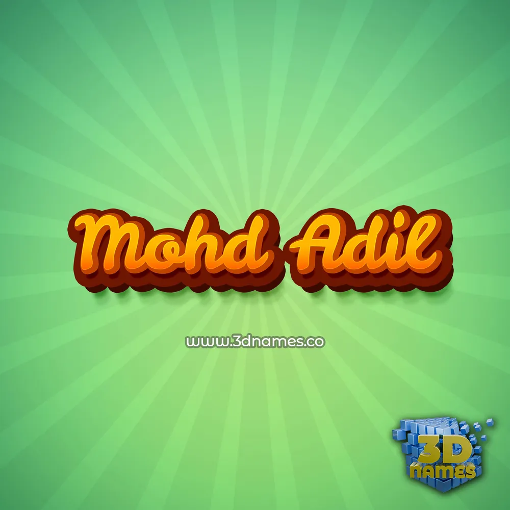mohd adil in Green Rays style - 3D name wallpaper