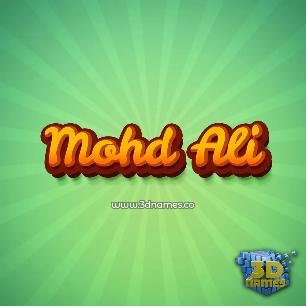 mohd ali in Green Rays style - 3D name wallpaper