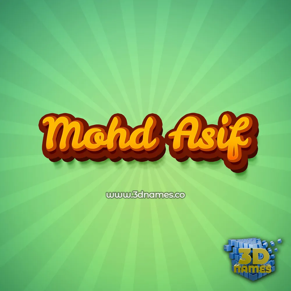 mohd asif in Green Rays style - 3D name wallpaper