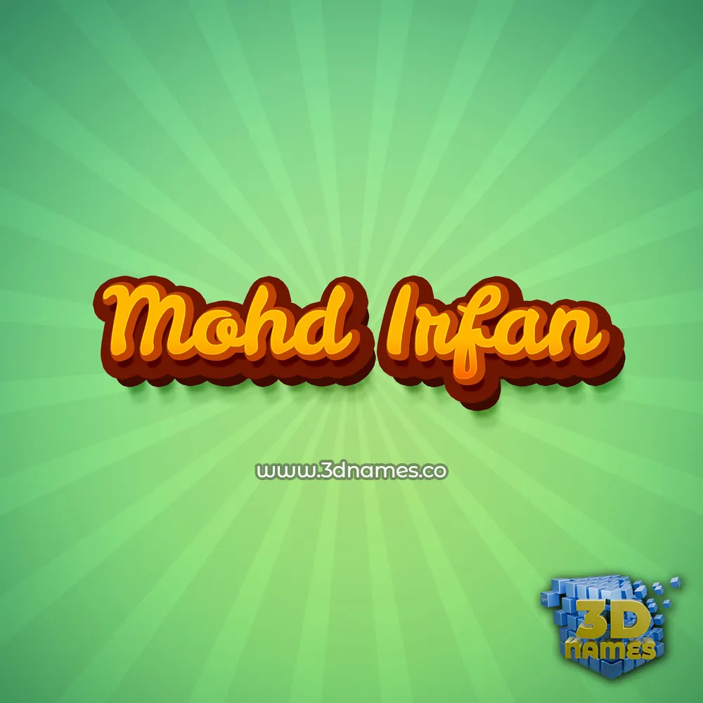 mohd irfan in Green Rays style - 3D name wallpaper
