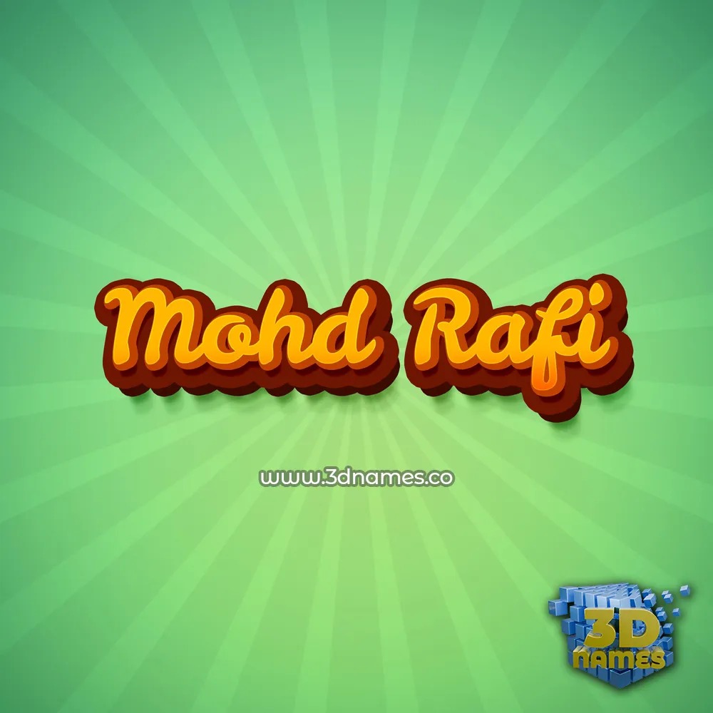 mohd rafi in Green Rays style - 3D name wallpaper