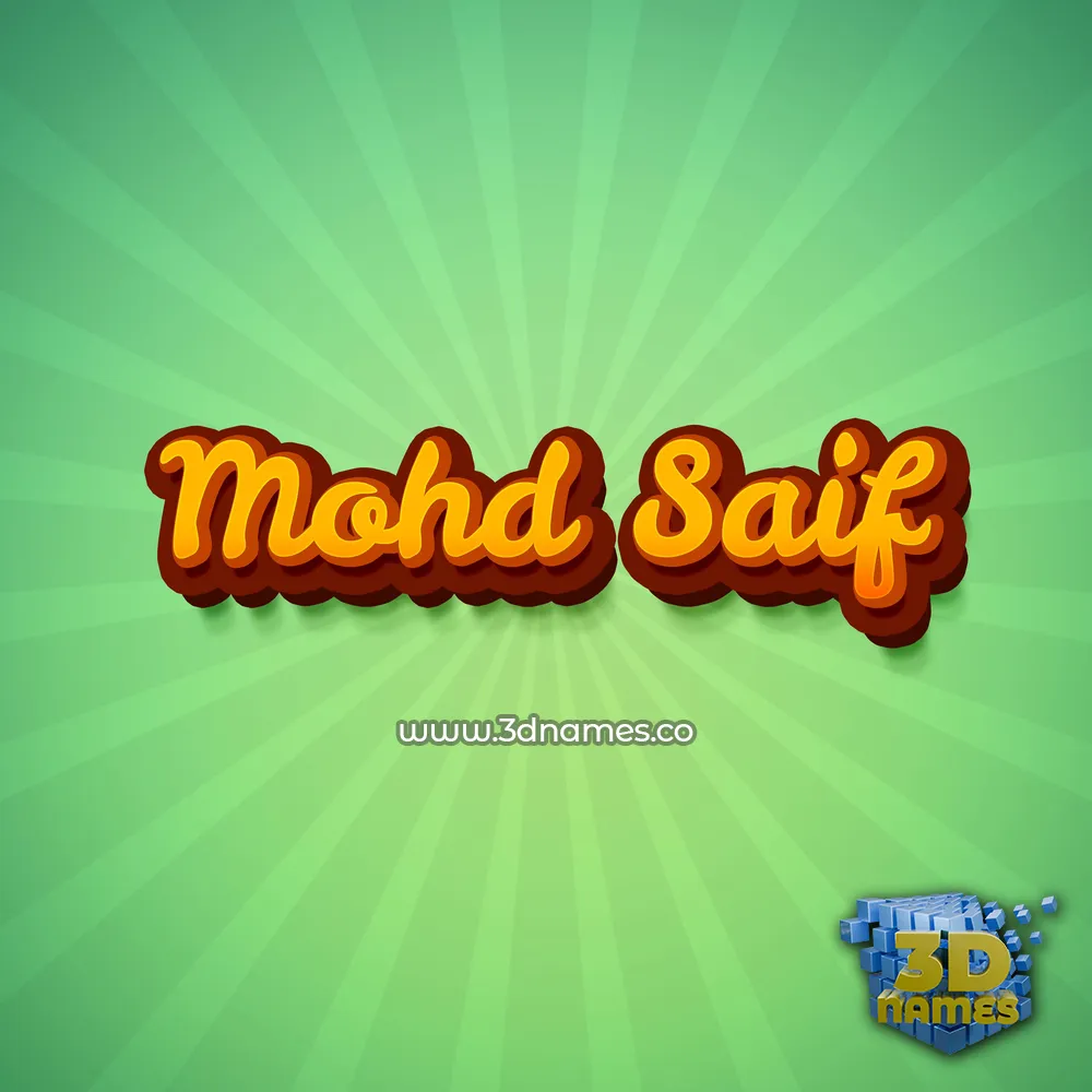 mohd saif in Green Rays style - 3D name wallpaper