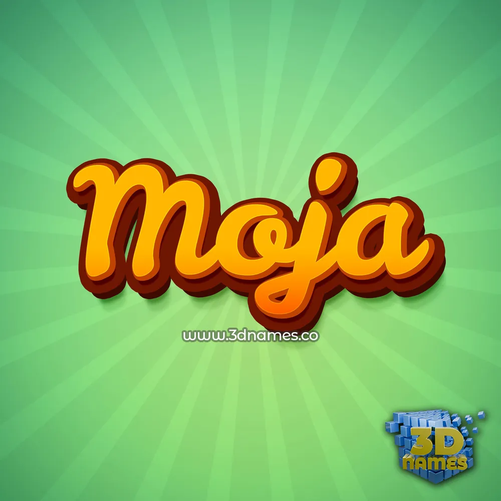 moja in Green Rays style - 3D name wallpaper