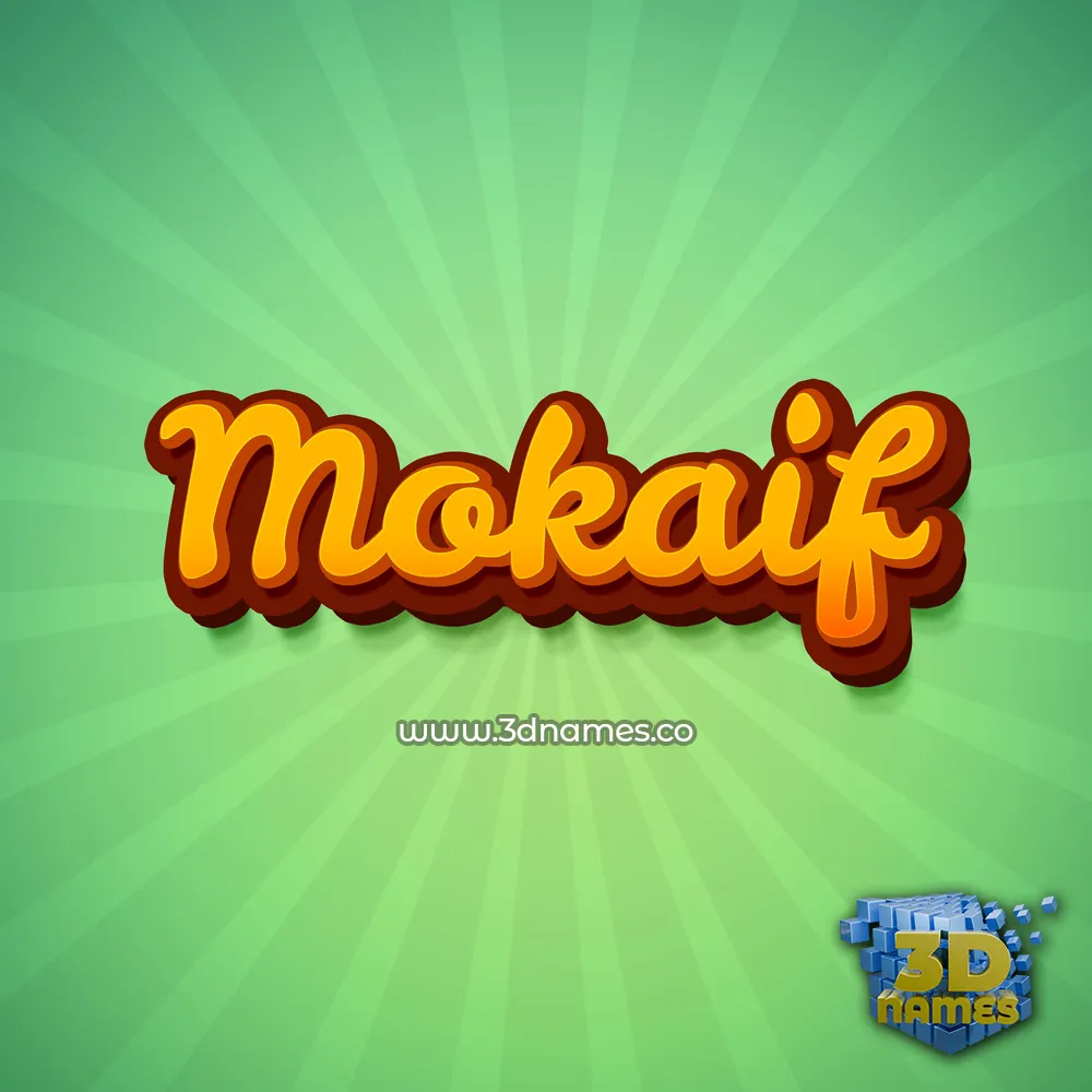 mokaif in Green Rays style - 3D name wallpaper