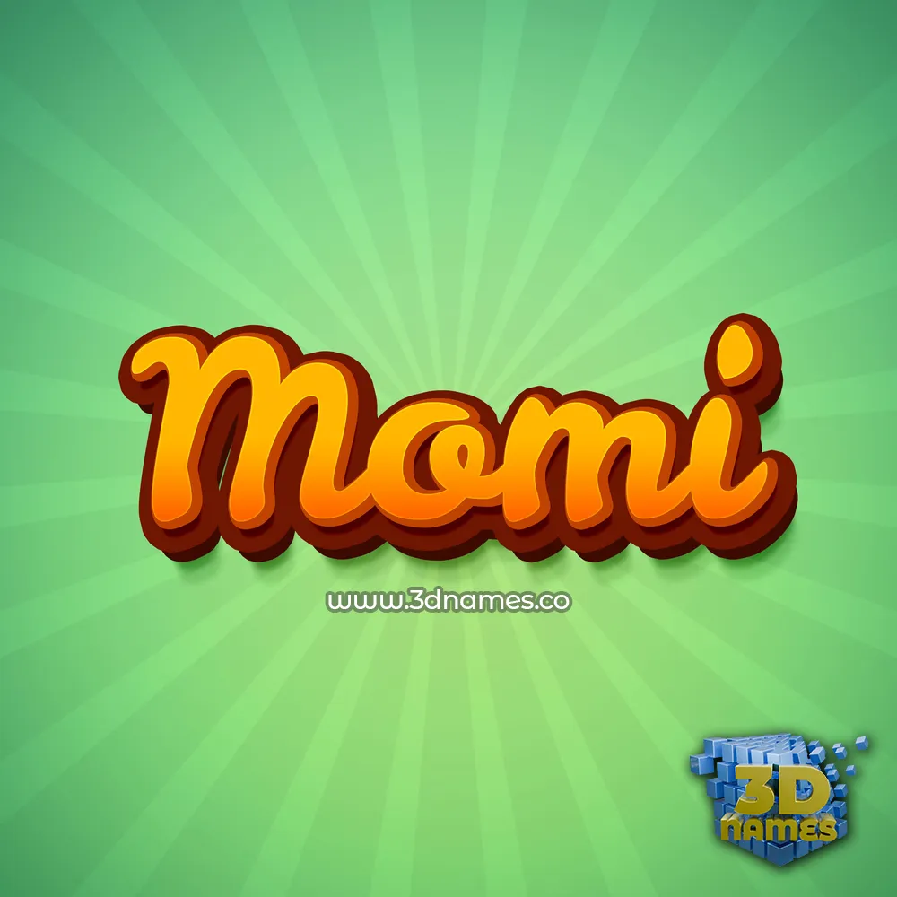momi in Green Rays style - 3D name wallpaper