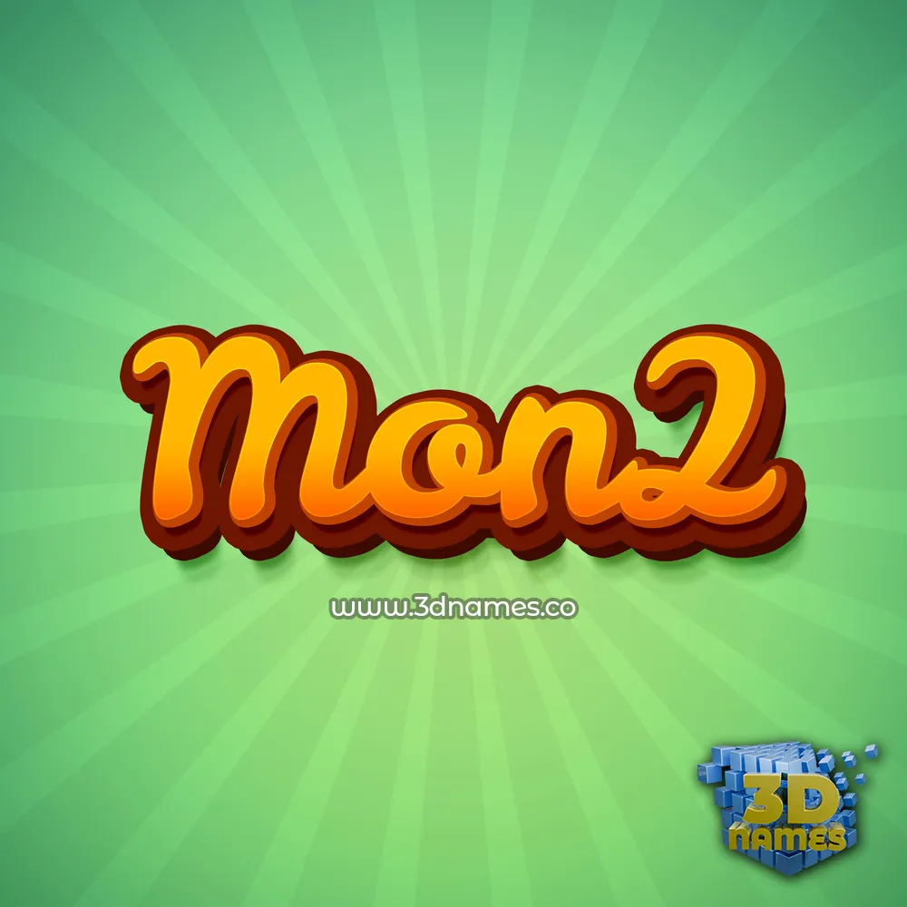 mon2 in Green Rays style - 3D name wallpaper