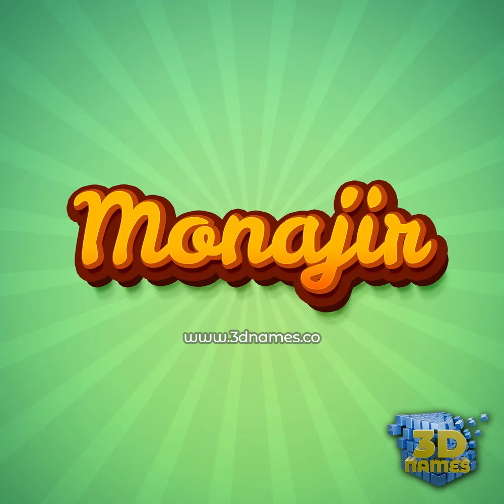 monajir in Green Rays style - 3D name wallpaper