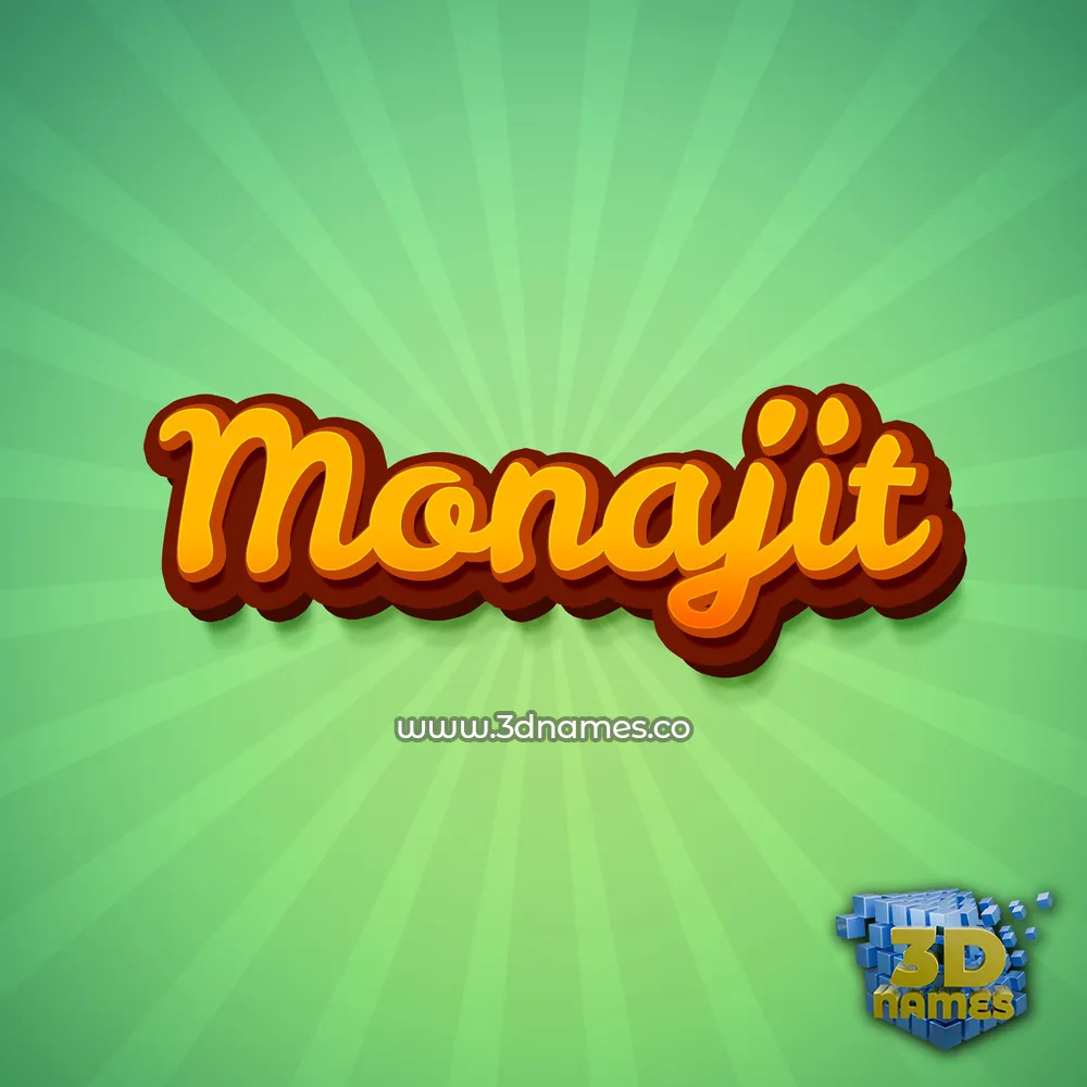 monajit in Green Rays style - 3D name wallpaper
