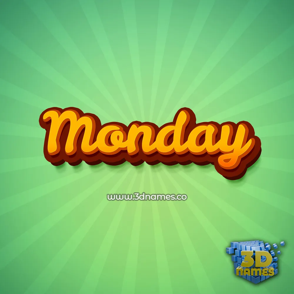 monday in Green Rays style - 3D name wallpaper