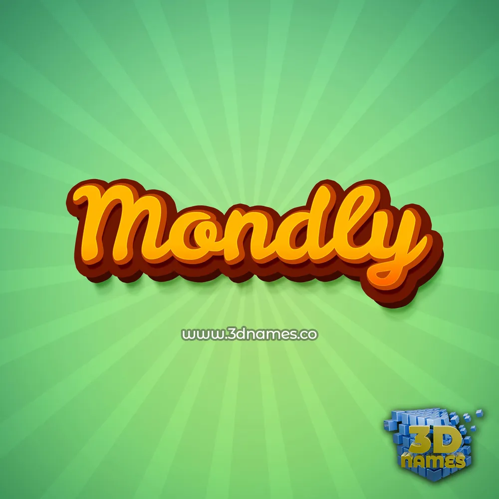 mondly in Green Rays style - 3D name wallpaper