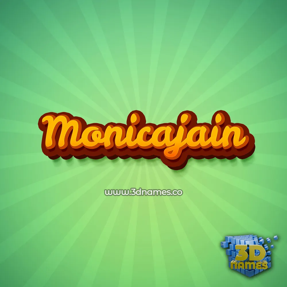 monicajain in Green Rays style - 3D name wallpaper