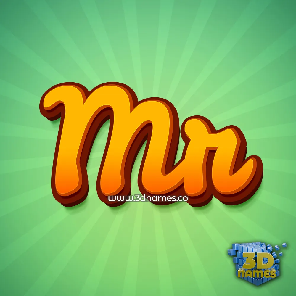 mr in Green Rays style - 3D name wallpaper