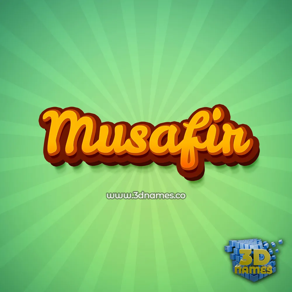musafir in Green Rays style - 3D name wallpaper