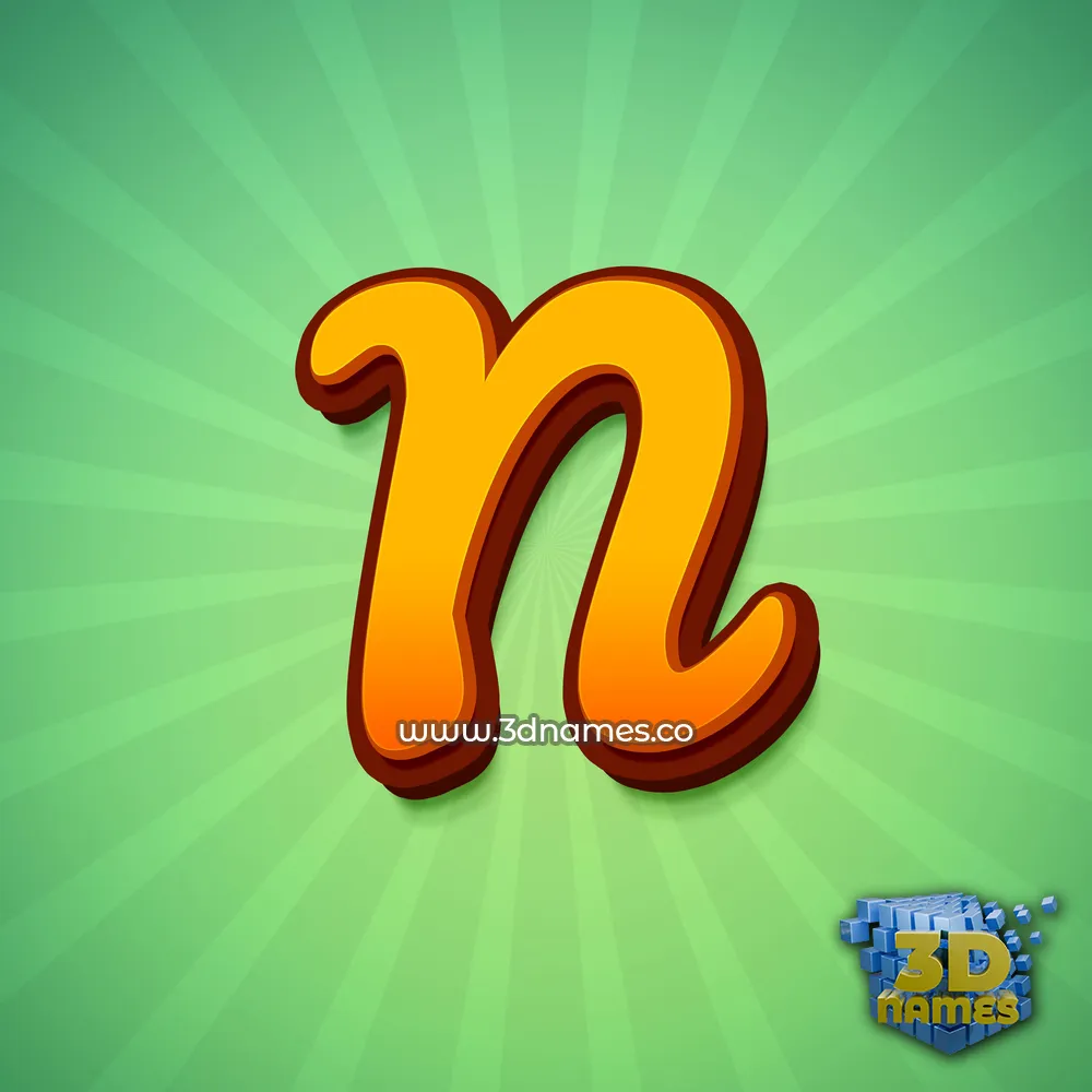 n in Green Rays style - 3D name wallpaper
