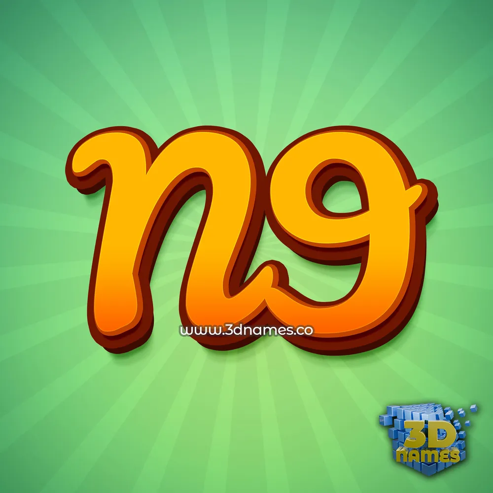 n9 in Green Rays style - 3D name wallpaper