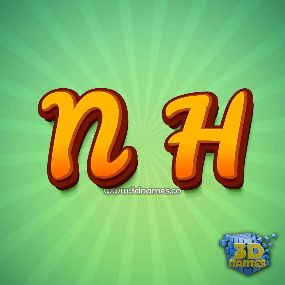 n h in Green Rays style - 3D name wallpaper