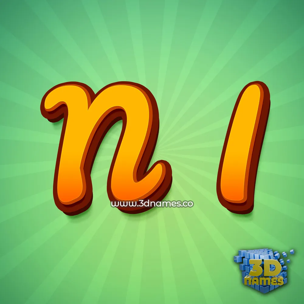 n i in Green Rays style - 3D name wallpaper