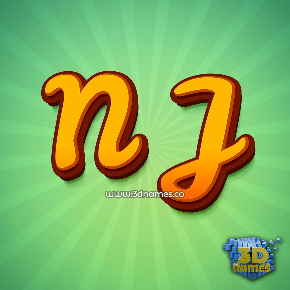 n j in Green Rays style - 3D name wallpaper