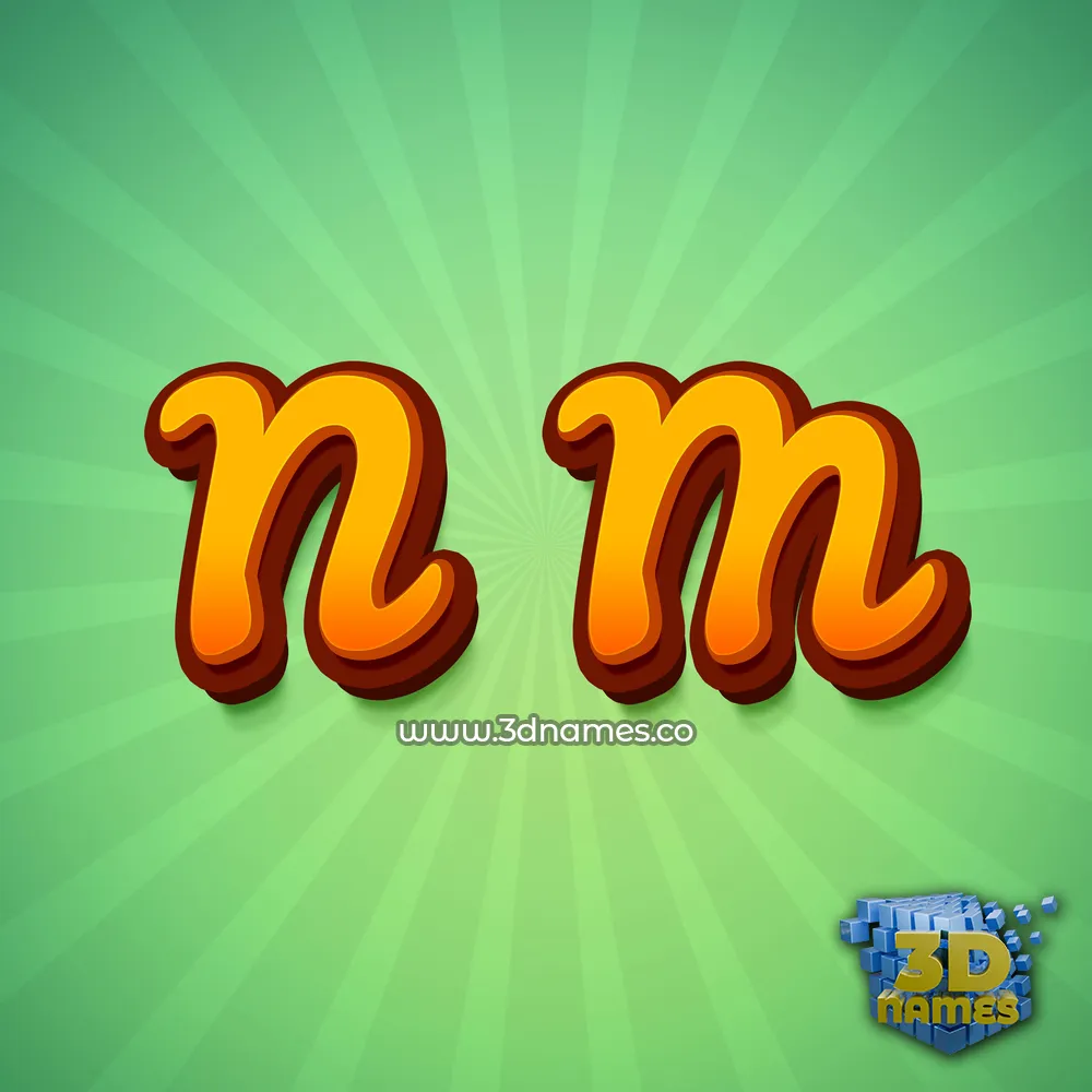 n m in Green Rays style - 3D name wallpaper