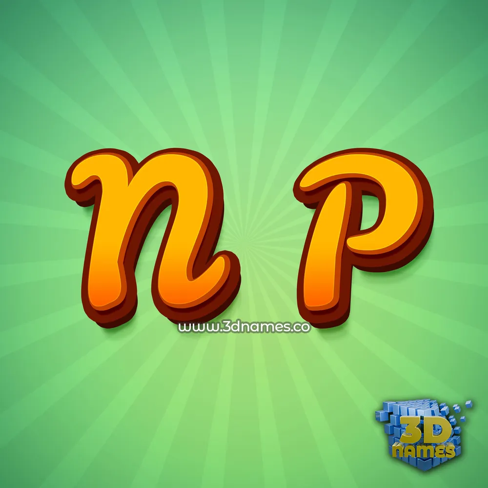 n p in Green Rays style - 3D name wallpaper