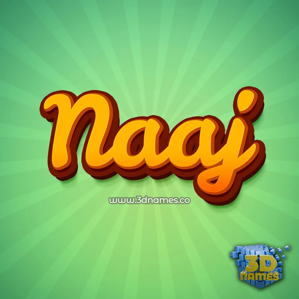 naaj in Green Rays style - 3D name wallpaper