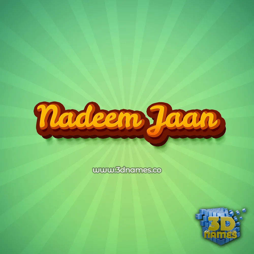 nadeem jaan in Green Rays style - 3D name wallpaper