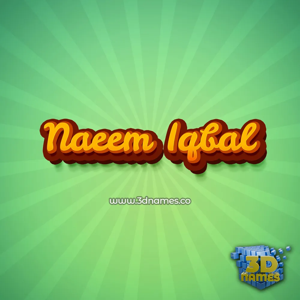 naeem iqbal in Green Rays style - 3D name wallpaper