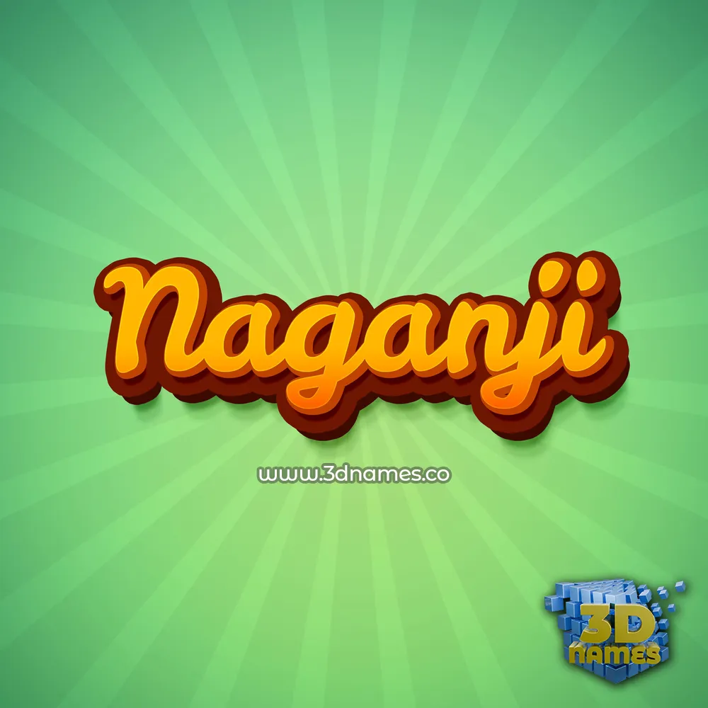 naganji in Green Rays style - 3D name wallpaper